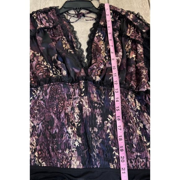 Free People MEDIUM Bodysuit Worth The Wait Balloon Long Sleeves Smocked Lace - Picture 13 of 14